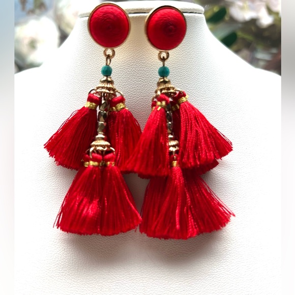 Jewelry - Red Women’s Earings​ With Turquoise Beads